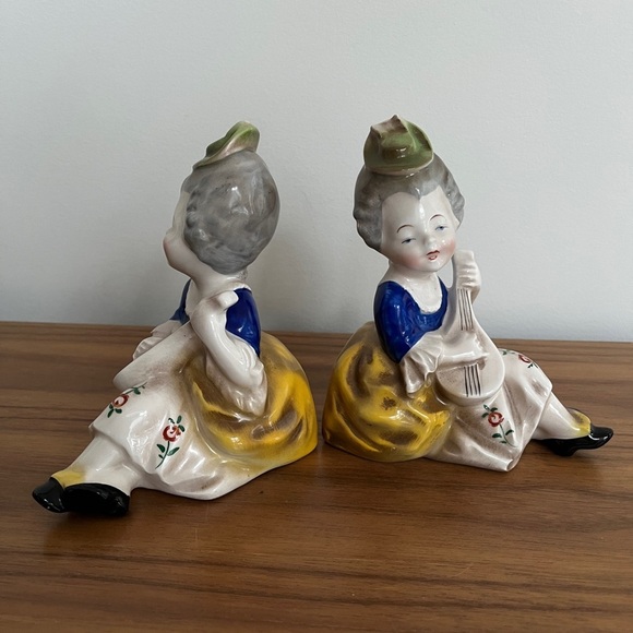 GOEBEL Antique Set of Two Girls Playing Lutes Bookends Germany Figurine Decor - Picture 12 of 17